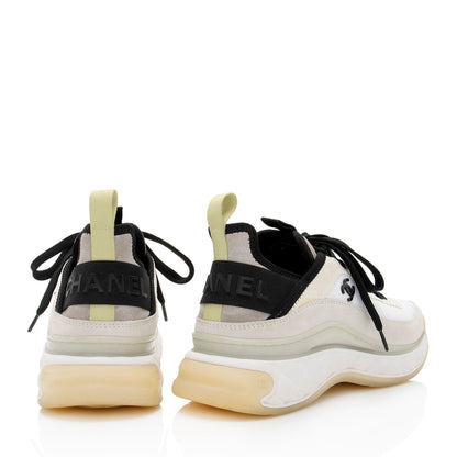 Chanel Suede Mesh CC Cap Toe Sneakers - Size 8 / 38 (SHF-MkFGm8)