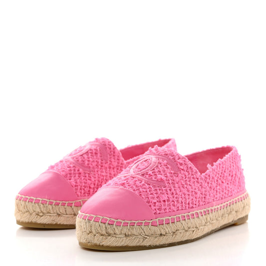 CHANEL TWEED LAMBSKIN CC ESPADRILLES