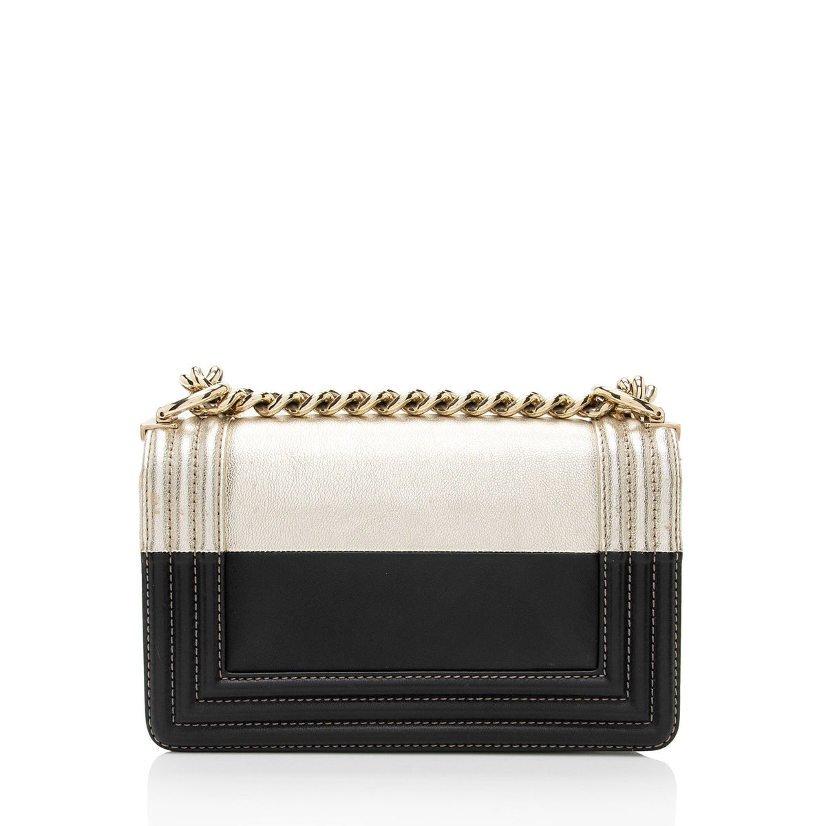 Chanel Two Tone Calfskin Goatskin Small Boy Bag