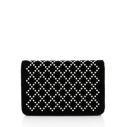 Chanel Velvet Pearl Embellished Wallet on Chain (SHF-aGIZaD)
