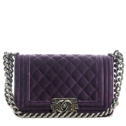 Chanel Velvet Quilted Mini Boy Flap Purple