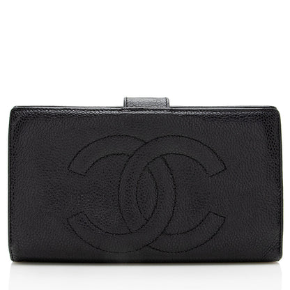 Chanel Vintage Caviar Leather Timeless French Purse Wallet (SHF-18000)