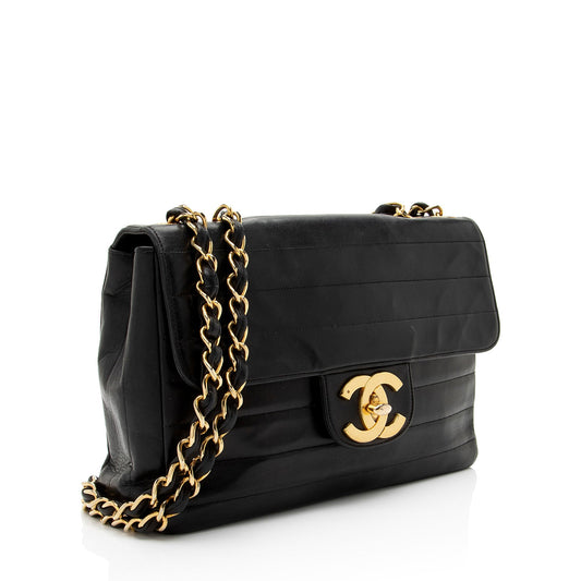 Chanel Vintage Horizontal Quilted Lambskin XL Jumbo Single Flap Bag