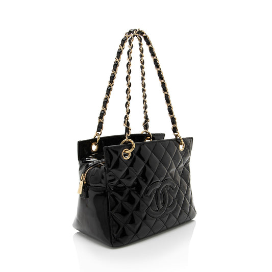 Chanel Vintage Patent Leather Timeless CC Petite Tote