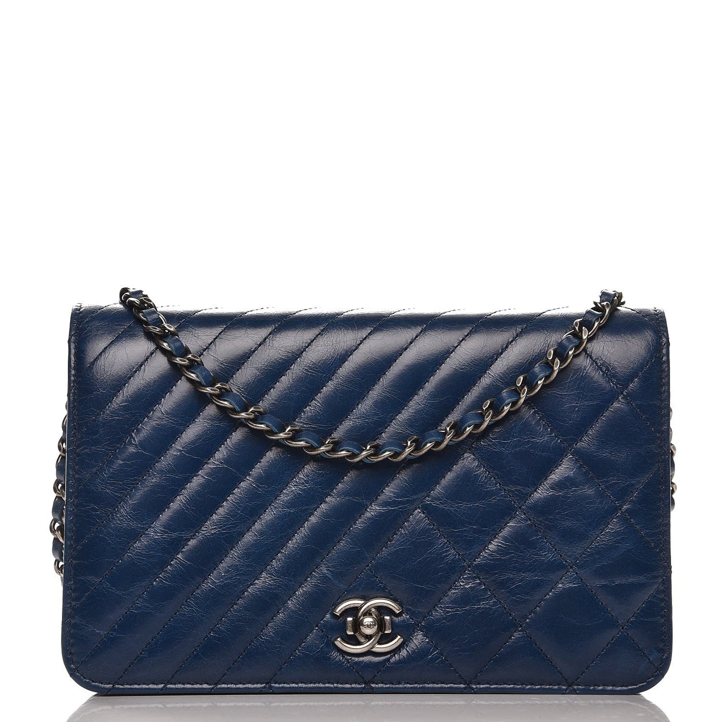 CHANEL Glazed Calfskin Quilted Coco Boy Wallet On Chain WOC