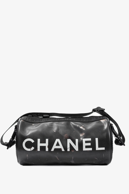 Chanel Sports Line Black Rubber Logo-Print Mini Duffle