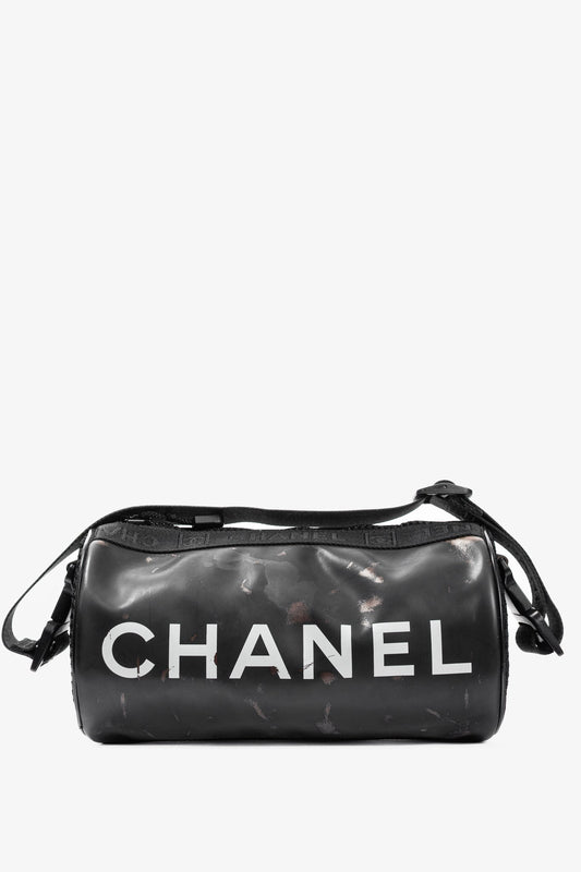 Chanel Sports Line Black Rubber Logo-Print Mini Duffle