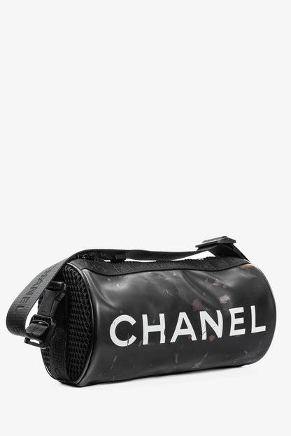 Chanel Sports Line Black Rubber Logo-Print Mini Duffle