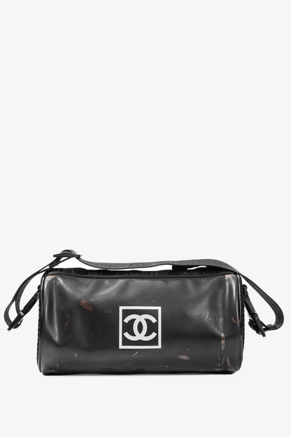 Chanel Sports Line Black Rubber Logo-Print Mini Duffle
