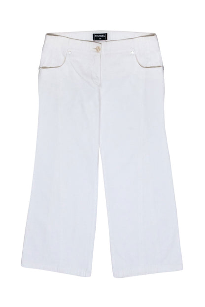 Chanel - White Cropped Denim Pants Sz