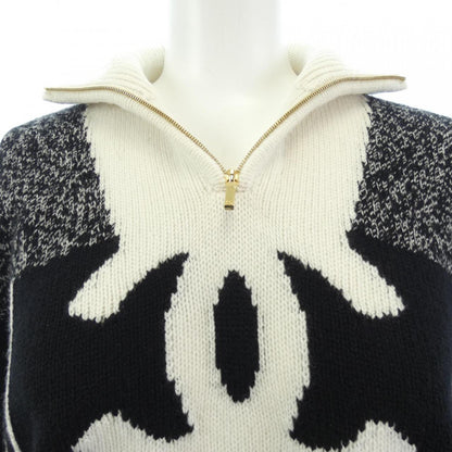 CHANEL CC COLORBLOCK QUARTER ZIP CASHMERE SWEATER