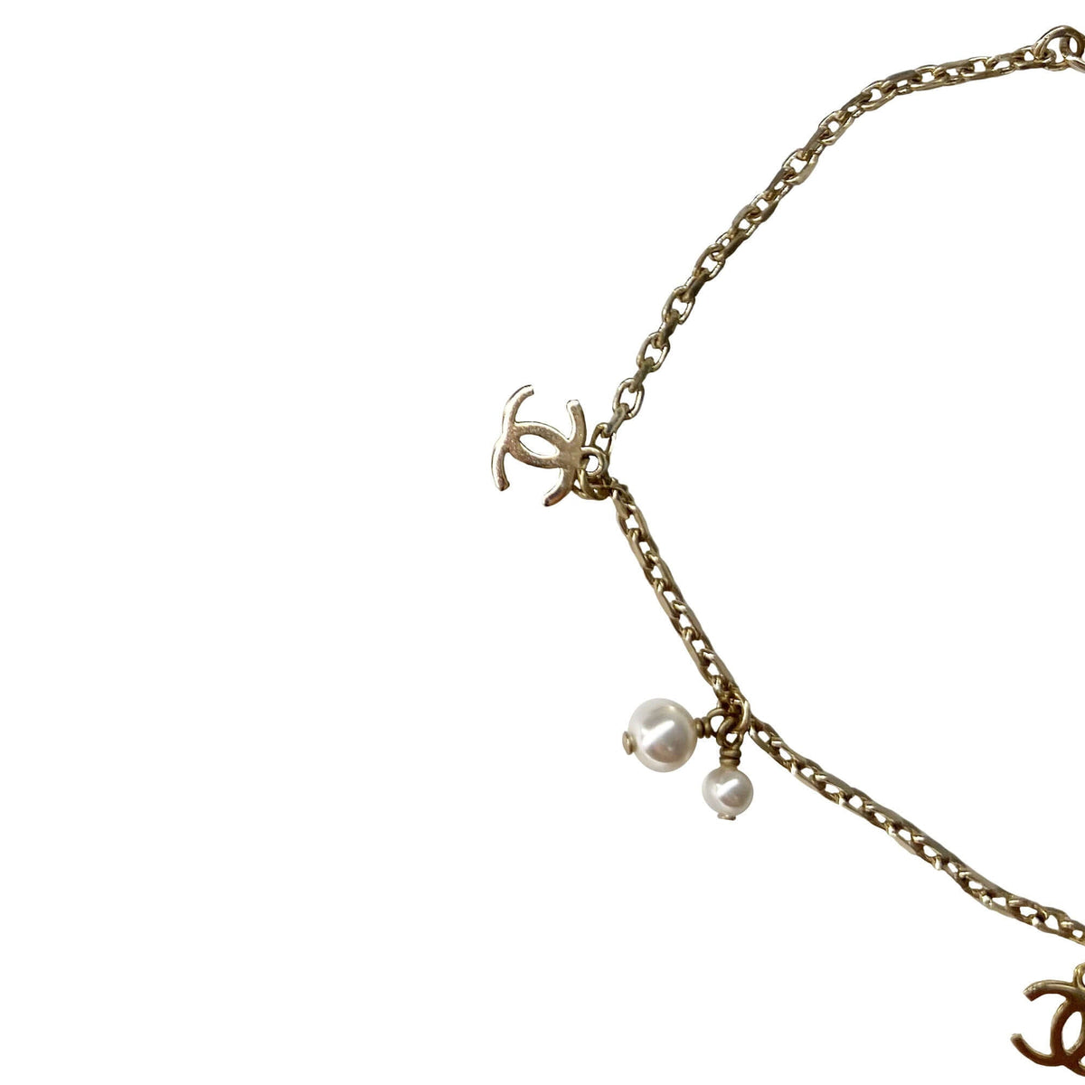 Chanel CC logo anklet silver