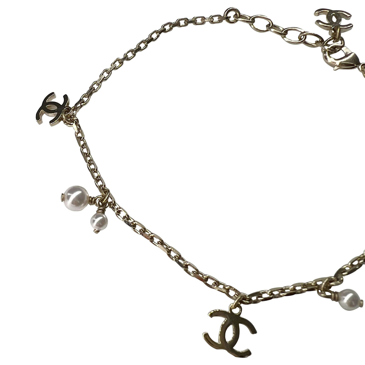 Chanel CC logo anklet silver