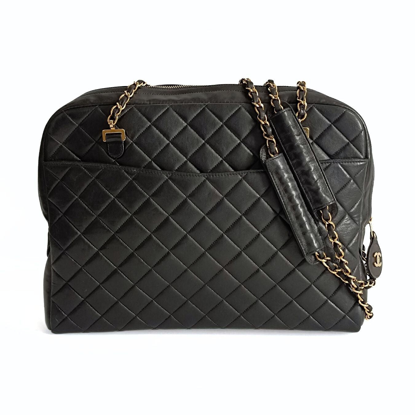 Chanel Chanel borsa a spalla Grand Shopping in pelle matelassè nera - '10s