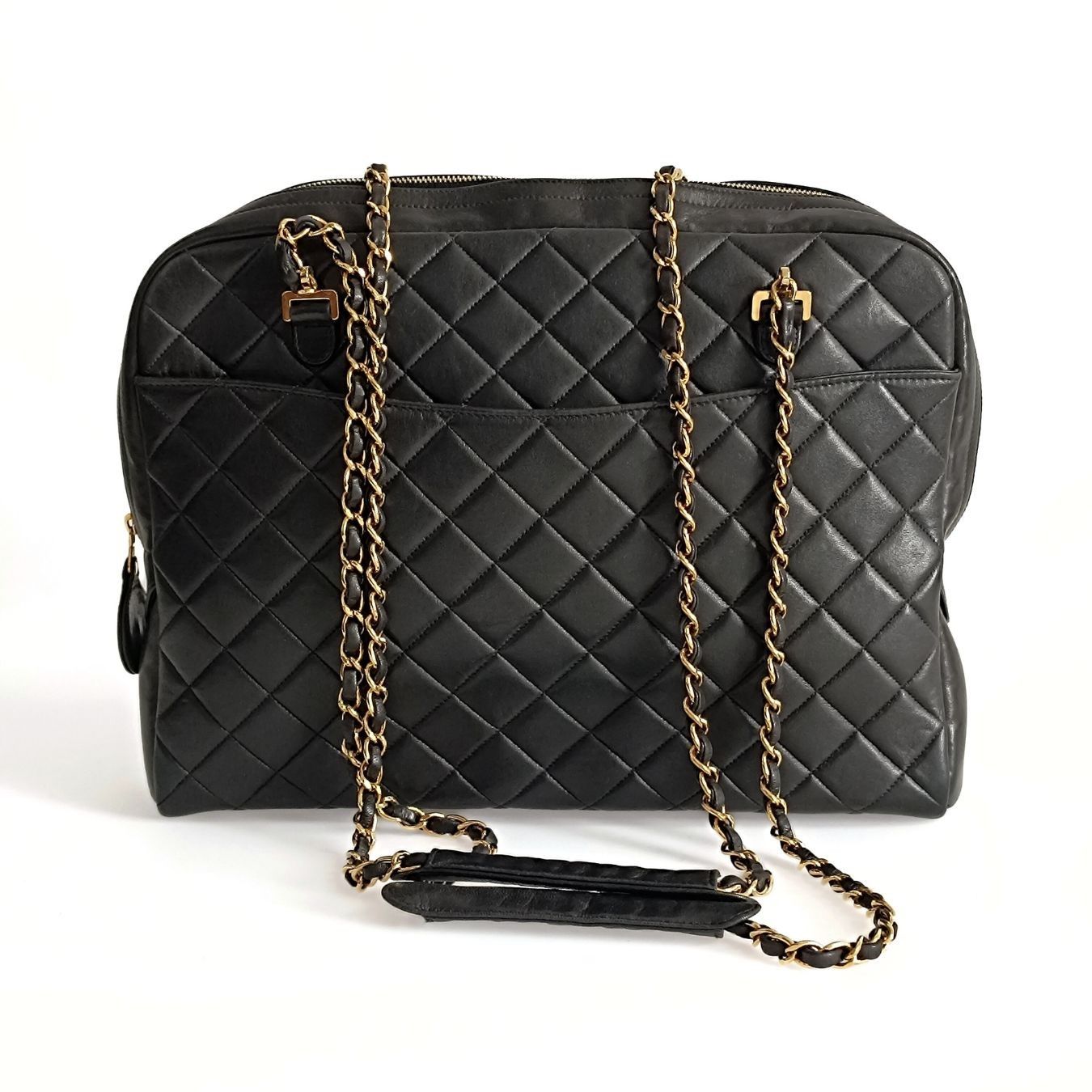 Chanel Chanel borsa a spalla Grand Shopping in pelle matelassè nera - '10s