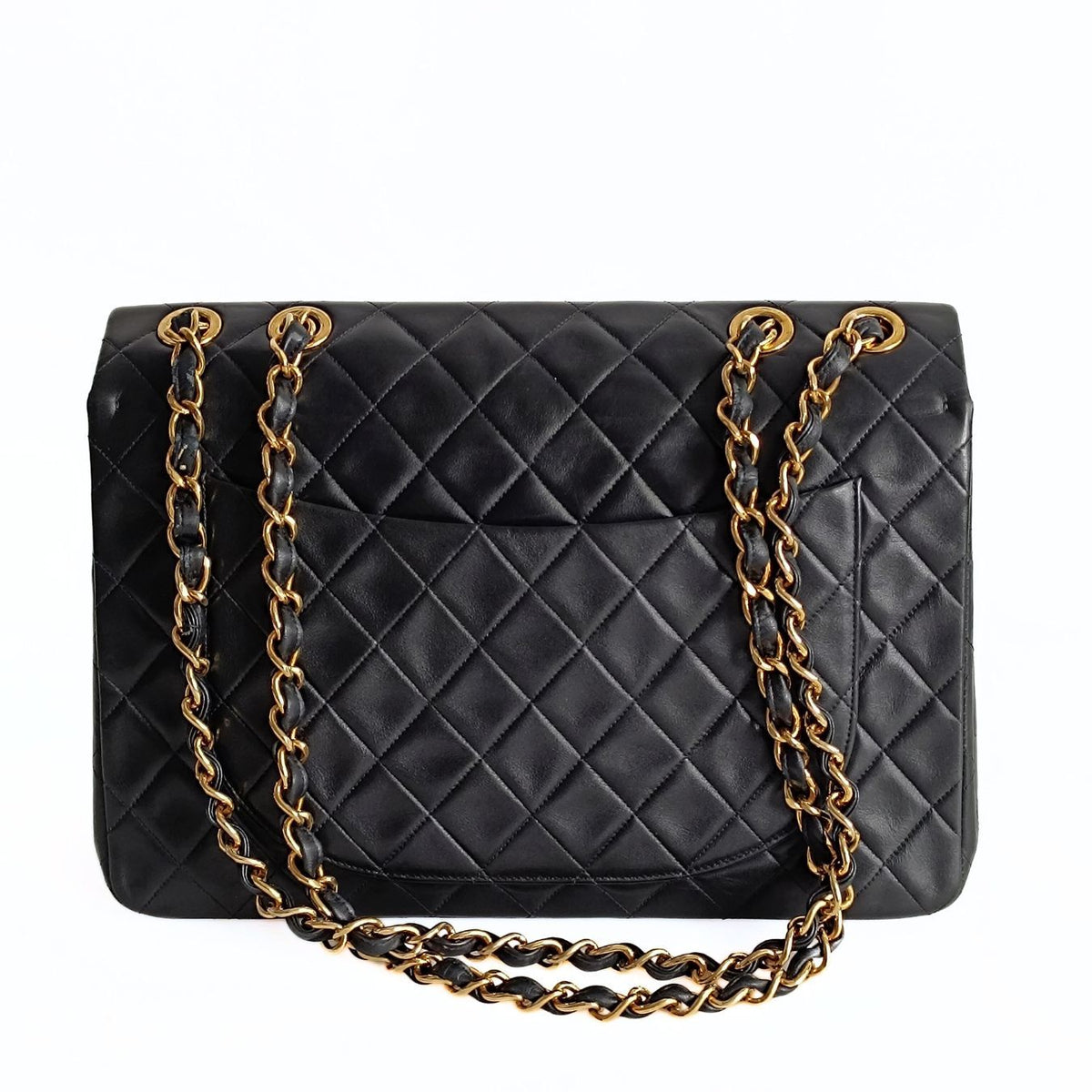 Chanel borsa a tracolla Dekamatrasse  Maxi in pelle nera
