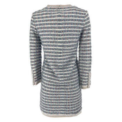 Pre owned Chanel La Pausa Striped Fringed Knit Mini Designer Dress