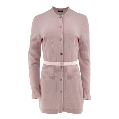 Pre owned Chanel CC Turnlock Pink Cashmere Designer Cardigan