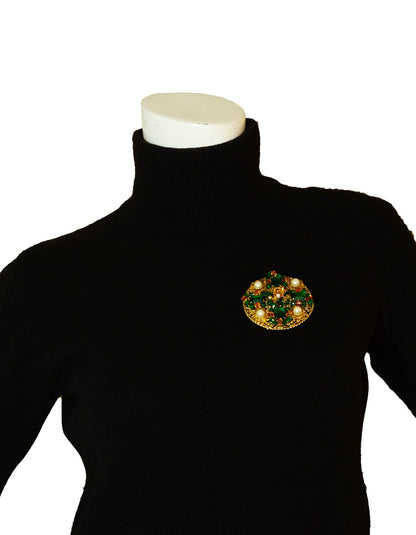 Chanel Vintage '90s Green/Amber Stone Brooch/Pendant