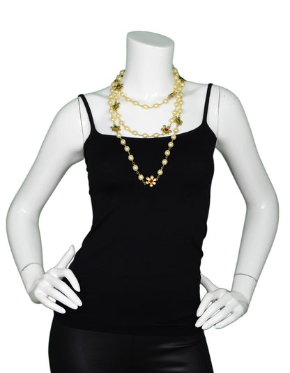 Chanel '80s Vintage X-Long Faux Pearl & Gripoix Flower Necklace