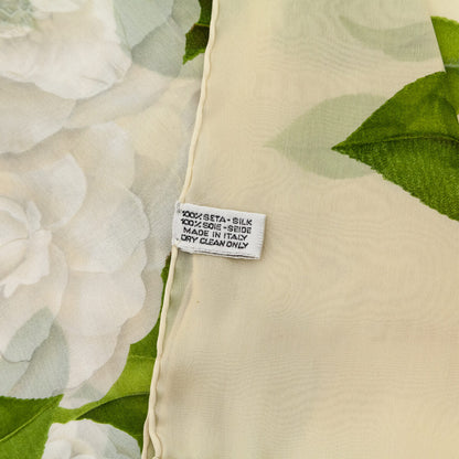 Chanel Beige Camellia Silk Scarf