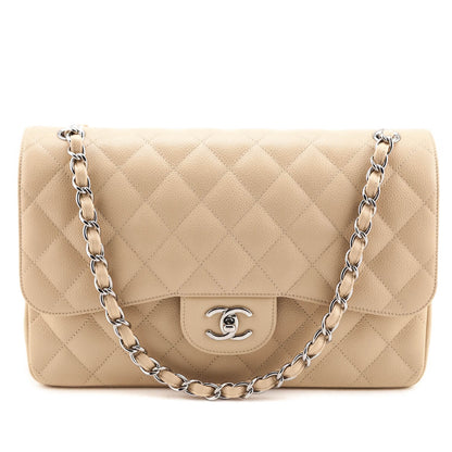 Chanel Beige Caviar Jumbo Double Flap Bag