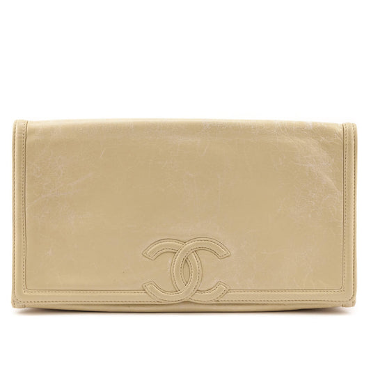 Chanel Beige Lambskin Vintage CC Clutch