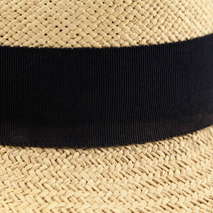 Chanel Beige Straw Fedora Hat Size M