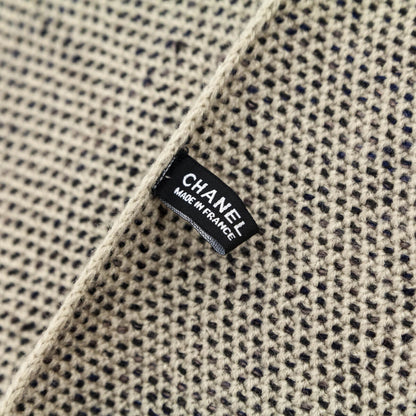 Chanel Beige & Black Cashmere and Silk CC Stole
