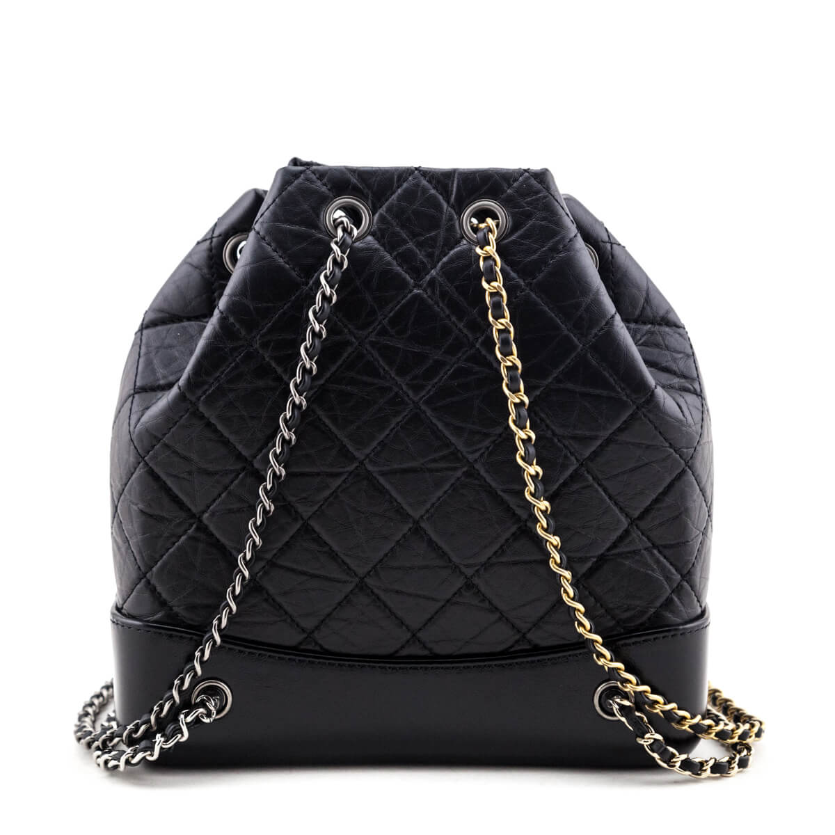 Chanel Black Aged Calfskin Quilted Small Gabrielle Backpack