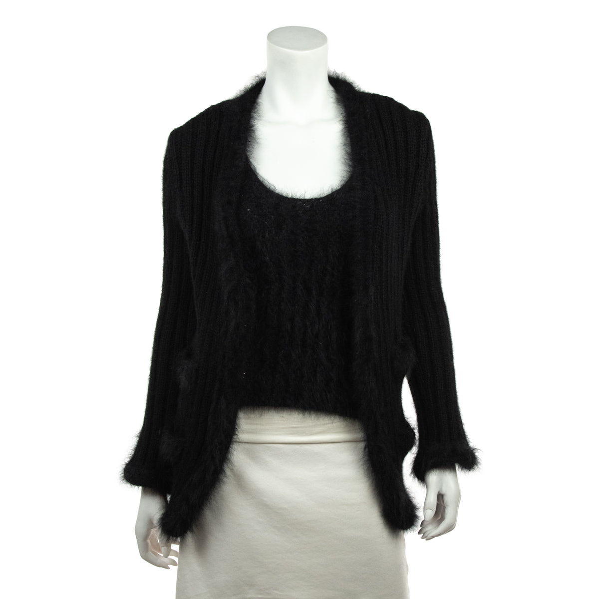 Chanel Black Angora Knit Twin Set Size S | FR 38