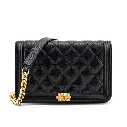 Chanel Black Caviar Boy Wallet on Chain Bag