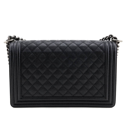 Chanel Black Caviar Quilted New Medium Boy Flap Bag