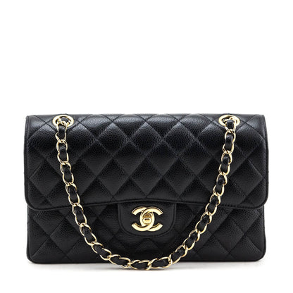 Chanel Black Caviar Quilted Small Double Flap Bag