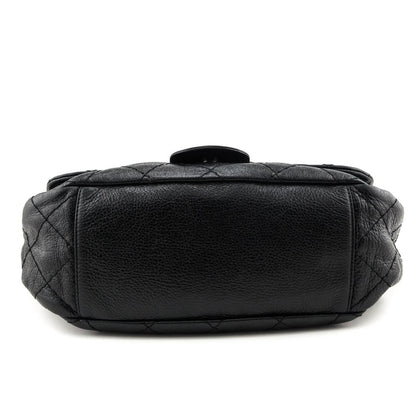 Chanel Black Glazed Calfskin Stitched XL On The Road Flap