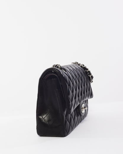 Chanel Black Lambskin Leather Medium Classic Double Flap Bag SHW