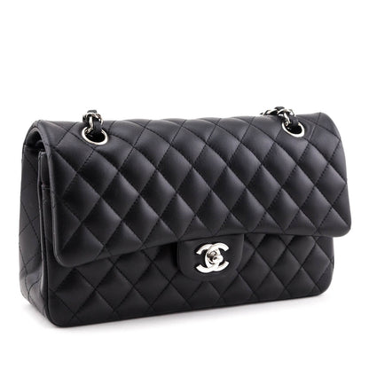 Chanel Black Lambskin Quilted Medium Double Flap