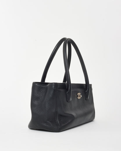 Chanel Black Leather SHW East West Cerf Tote Bag