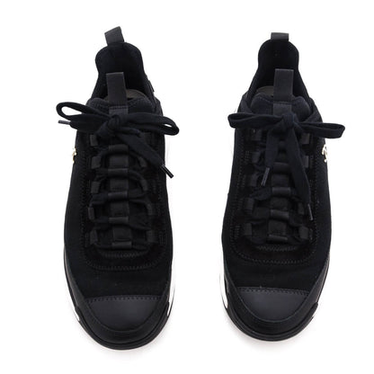 Chanel Black Leather & Suede CC Low Top Sneakers Size US 8 | EU 38