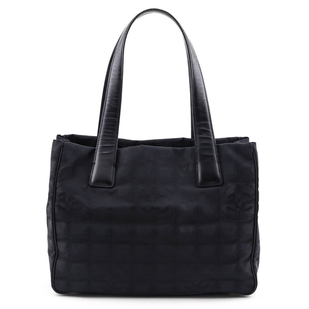Chanel Black Nylon Logo Jacquard Small Travel Tote
