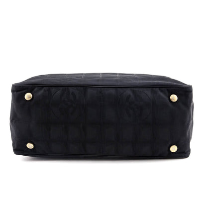 Chanel Black Nylon Logo Jacquard Small Travel Tote