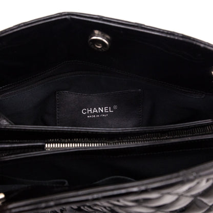 Chanel Black Patent Quilted Large Just Mademoiselle Bowling Bag