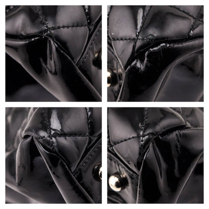 Chanel Black Patent Quilted Large Just Mademoiselle Bowling Bag