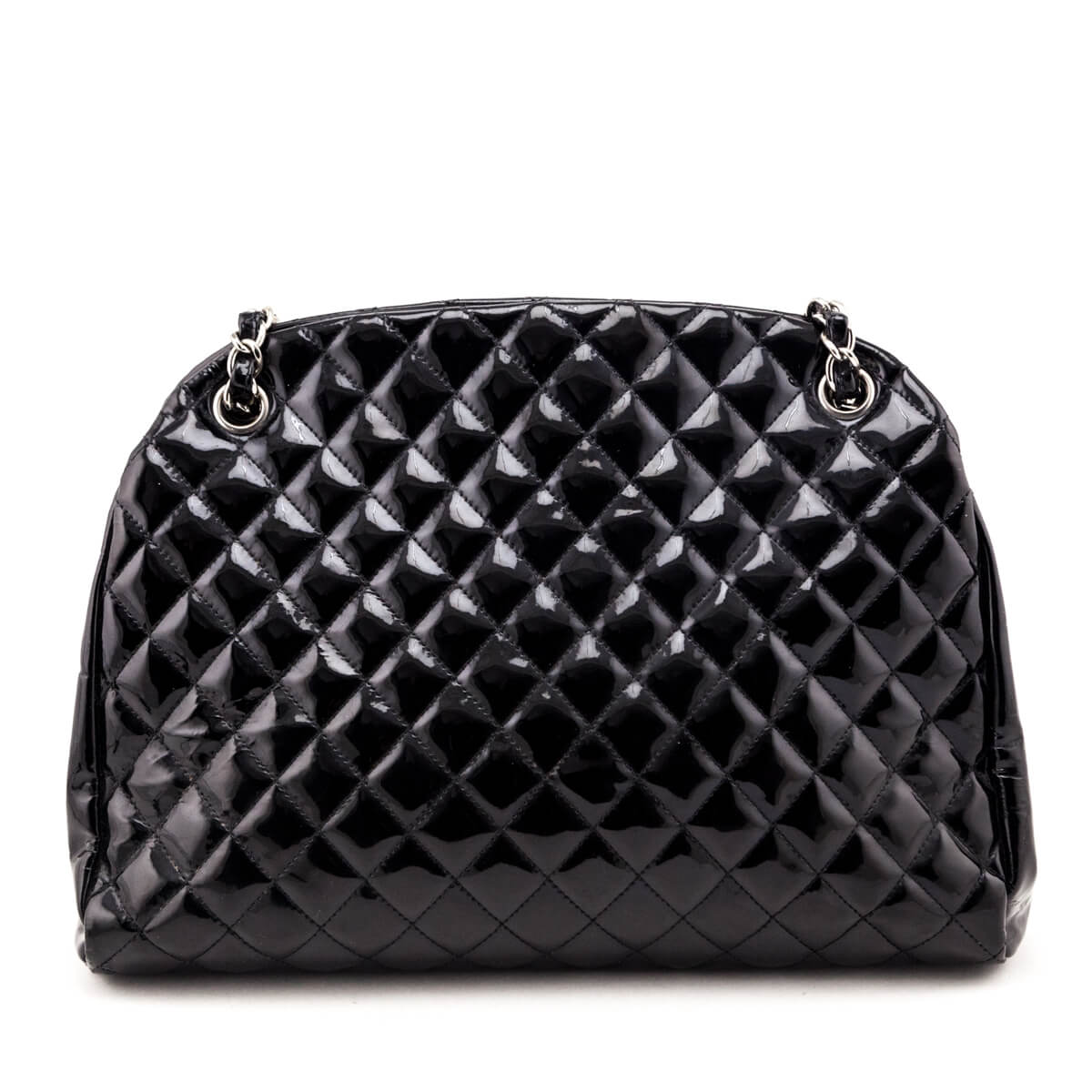 Chanel Black Patent Quilted Large Just Mademoiselle Bowling Bag