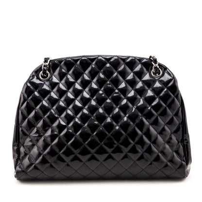 Chanel Black Patent Quilted Large Just Mademoiselle Bowling Bag