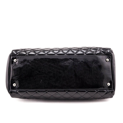 Chanel Black Patent Quilted Large Just Mademoiselle Bowling Bag