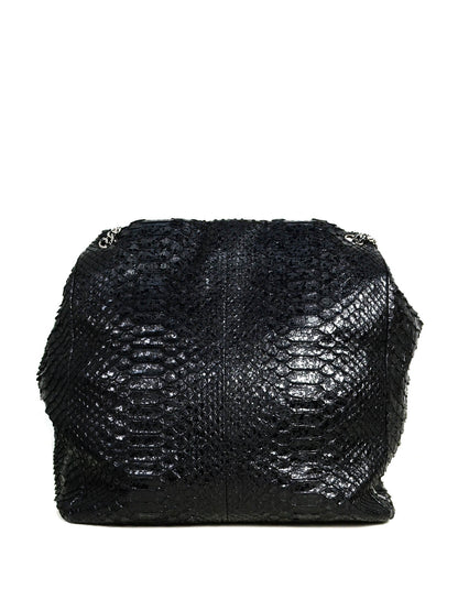 Chanel Black Python CC Accordion Large Chain Tote Bag