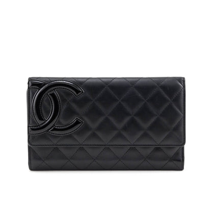 Chanel Black Quilted Calfskin Cambon Tri-Fold Wallet