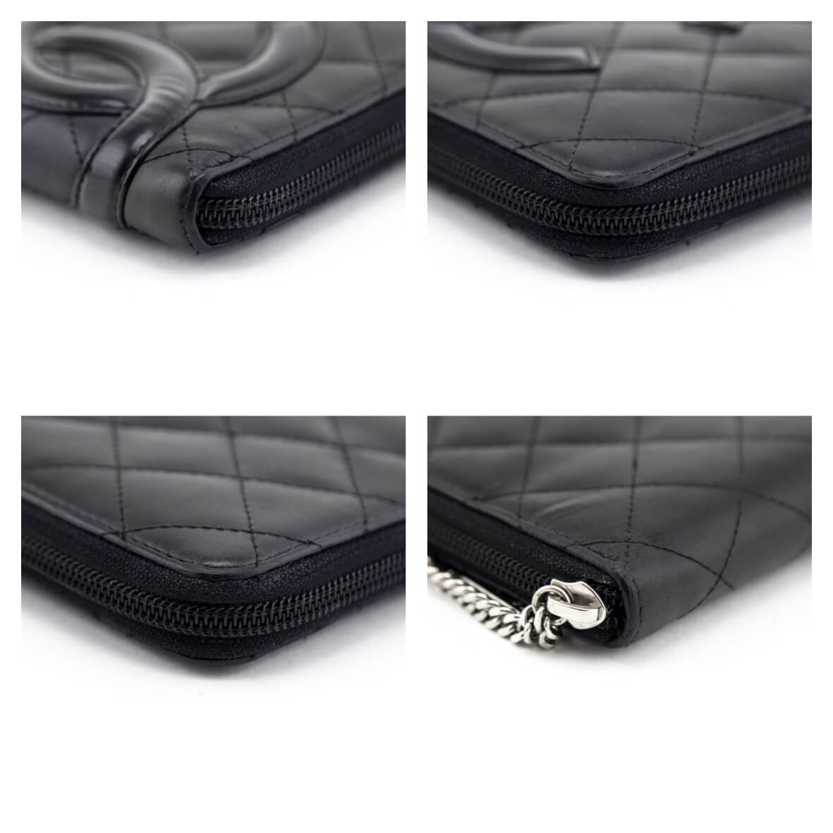 Chanel Black Quilted Calfskin Cambon Zip Around Organizer Wallet