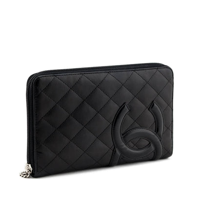 Chanel Black Quilted Calfskin Cambon Zip Around Organizer Wallet